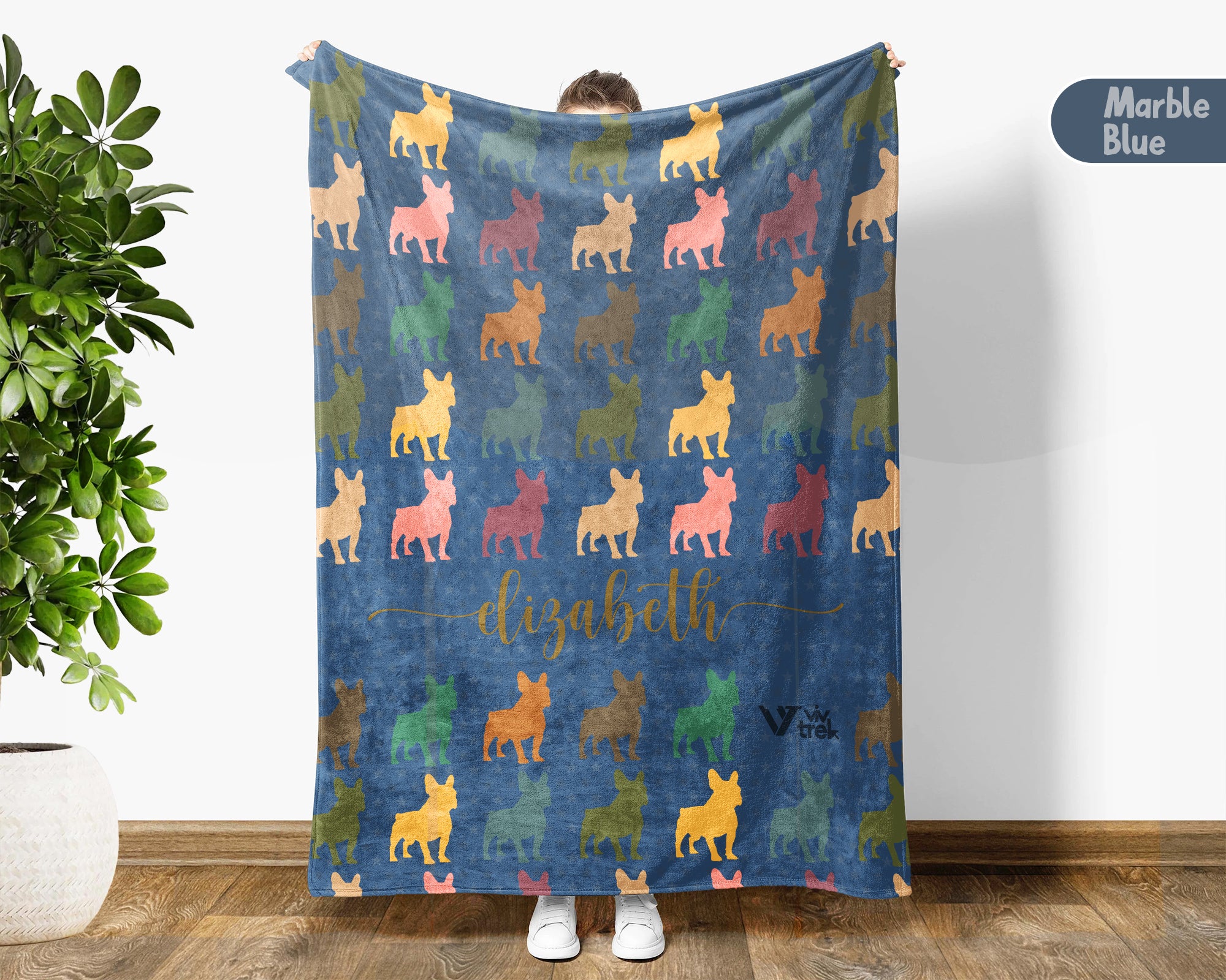 Custom French Bulldog Blanket Personalized Dog Lover Cozy Throw Gift