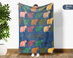 Personalized Bear Blanket Custom Name Wildlife Throw Retro Animal Graphic Cozy Rustic Home Decor Unique Nature Inspired Gift
