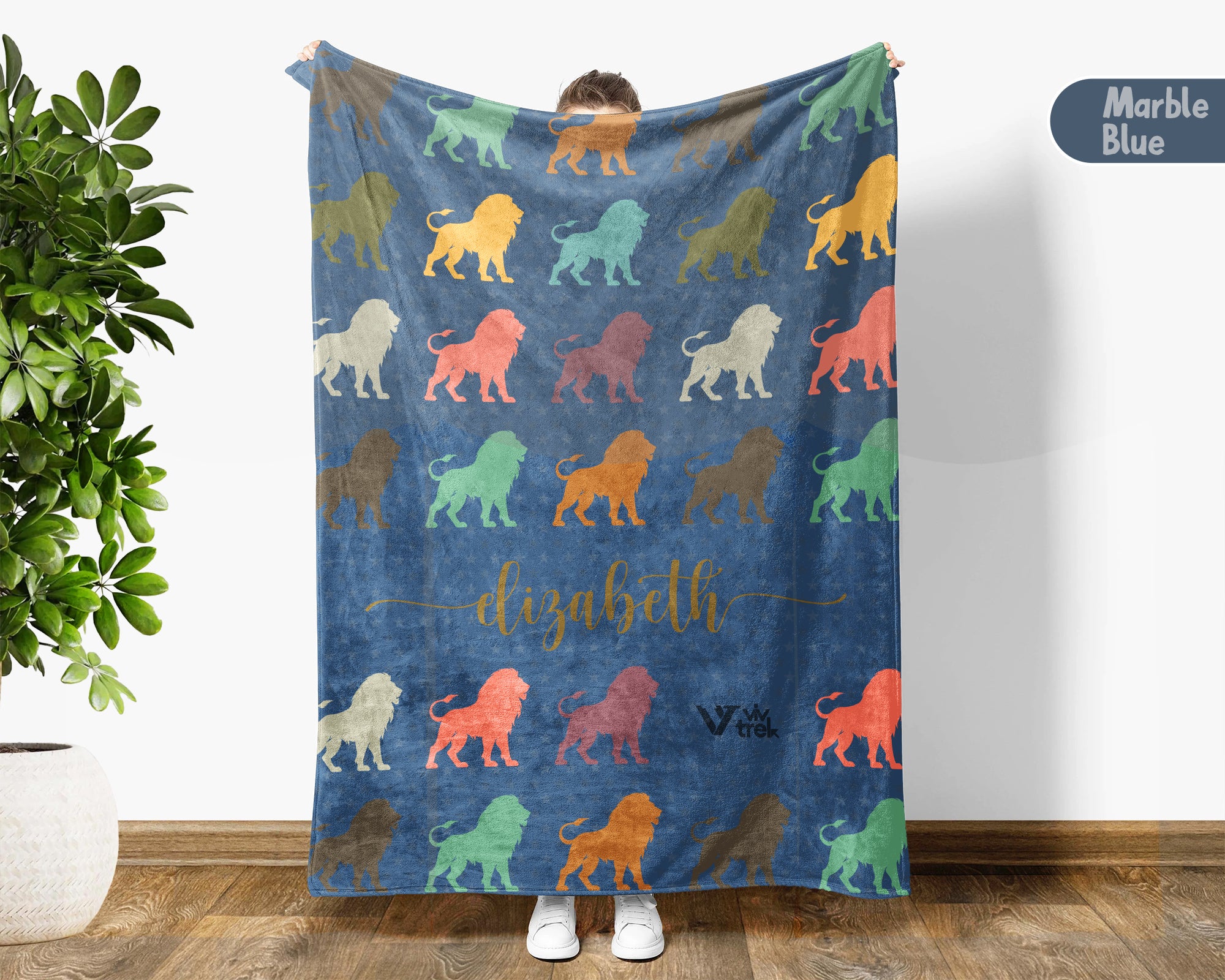 Personalized Vintage Lion Blanket Custom Name Safari Throw Retro Jungle Wildlife Big Cat Cozy Animal Gift Soft Fleece Home Decor Accent