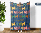 Personalized Shiba Inu Dog Blanket Custom Name Retro Puppy Throw Cozy Dog Lover Gift Cute Pet Home Decor Blanket