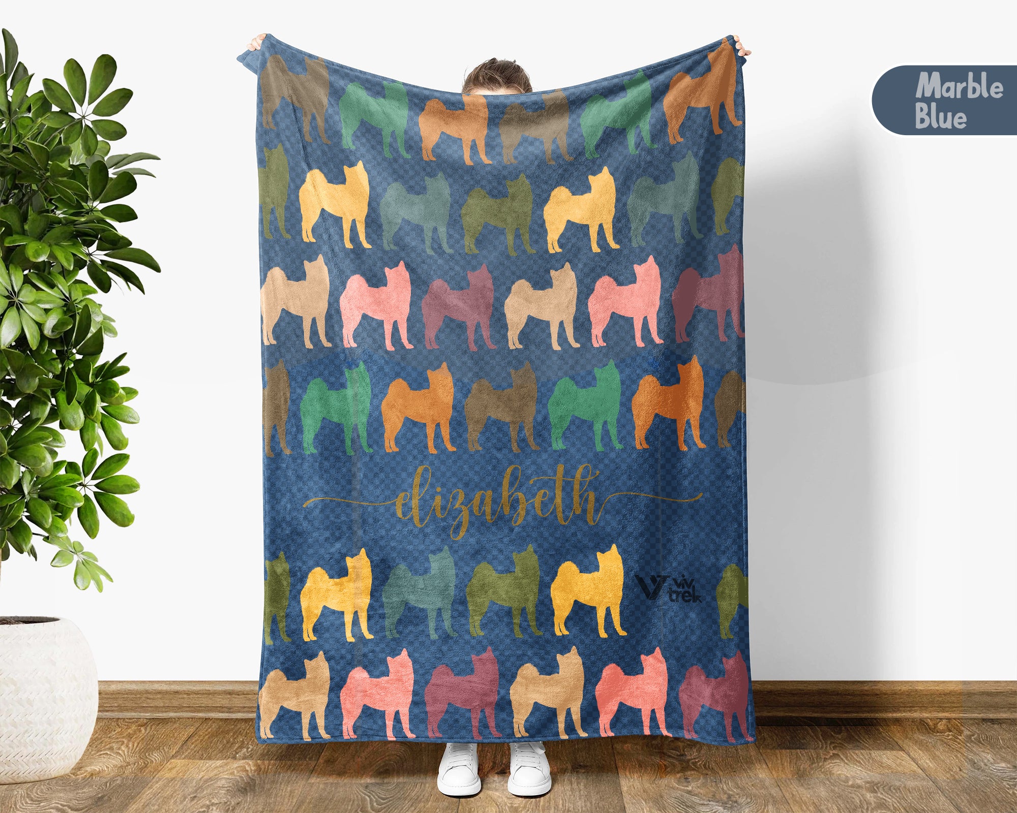 Personalized Shiba Inu Dog Blanket Custom Name Retro Puppy Throw Cozy Dog Lover Gift Cute Pet Home Decor Blanket
