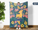 Personalized Name Floral Dachshund Blanket, Cozy Wiener Dog Lover Throw