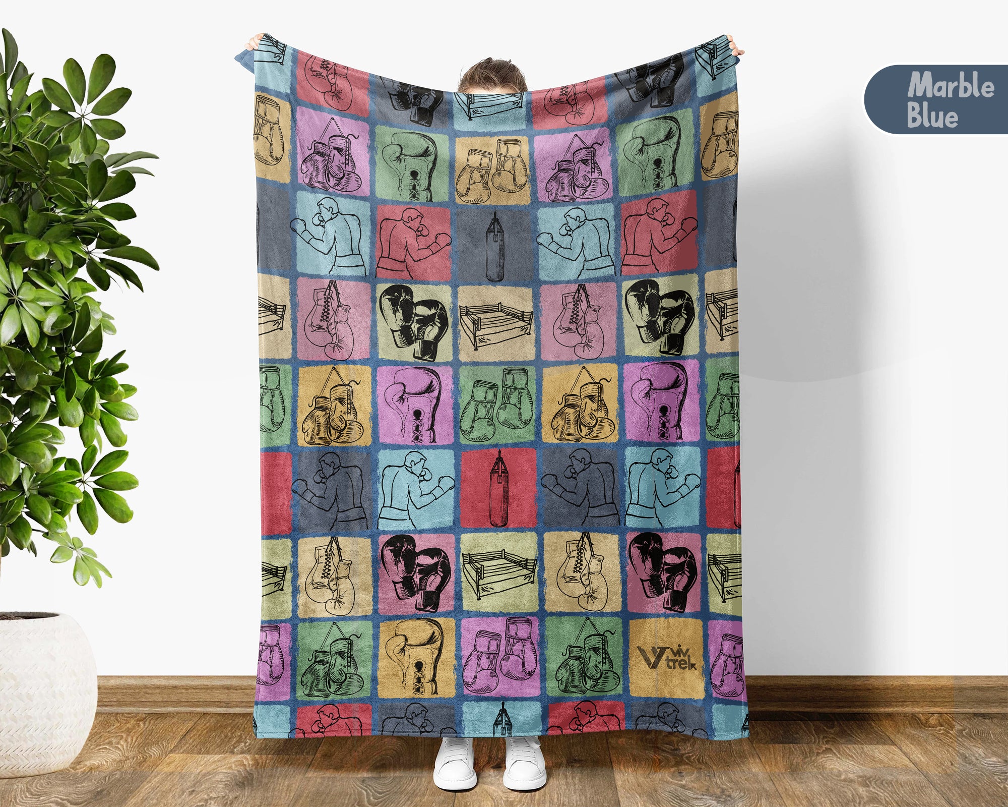 Vintage Boxing Lover Blanket Cozy Sports Throw for Fans Soft Gloves Design Fleece Blanket Unique Athlete Gift Decor
