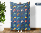 Retro Dolphin Blanket Gift for Ocean Lovers, Cozy Sea Life Cover, Coastal Accent for Beach House and Marine Theme Living Spaces