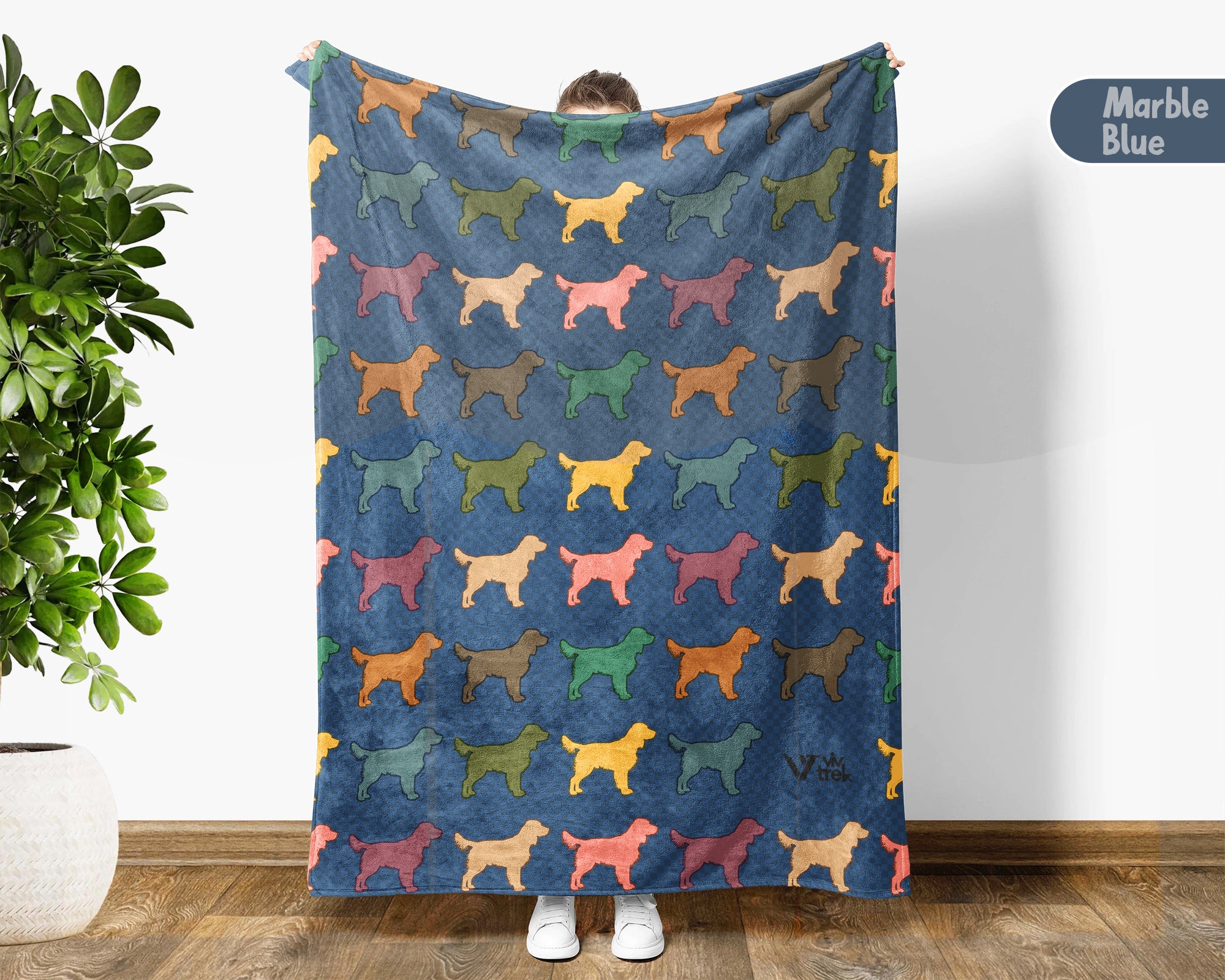 Retro Boykin Spaniel Dog Throw Blanket, Waterfowl Hunter Gift, Sporting Breed Cozy Home Decor and Cabin Accessory