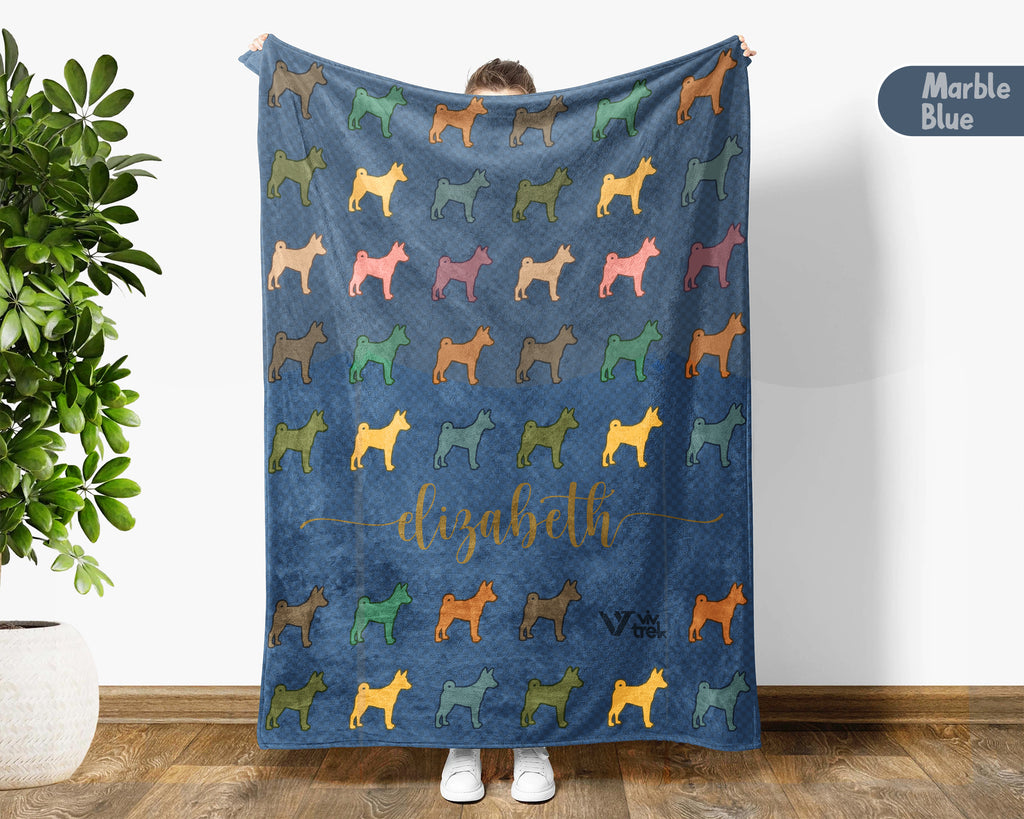 Personalized Basenji Dog Throw Custom Name Pet Lover Blanket Retro Breed Design Barkless Dog Gift Unique Cozy Home Accent
