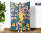 Floral Penguin Blanket – Cozy Vintage Ocean Animal Throw Gift