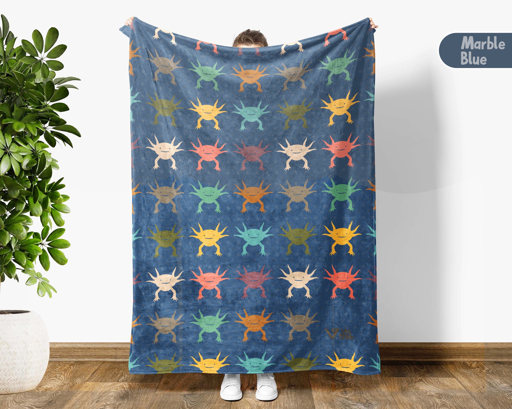 Cute Axolotl Blanket – Vintage Animal Lover Cozy Throw Gift