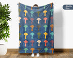 Retro Mushroom Blanket Gift for Nature Lovers, Cozy Fungi Throw, Woodland Inspired Decor Accent for Bedroom and Living Spaces