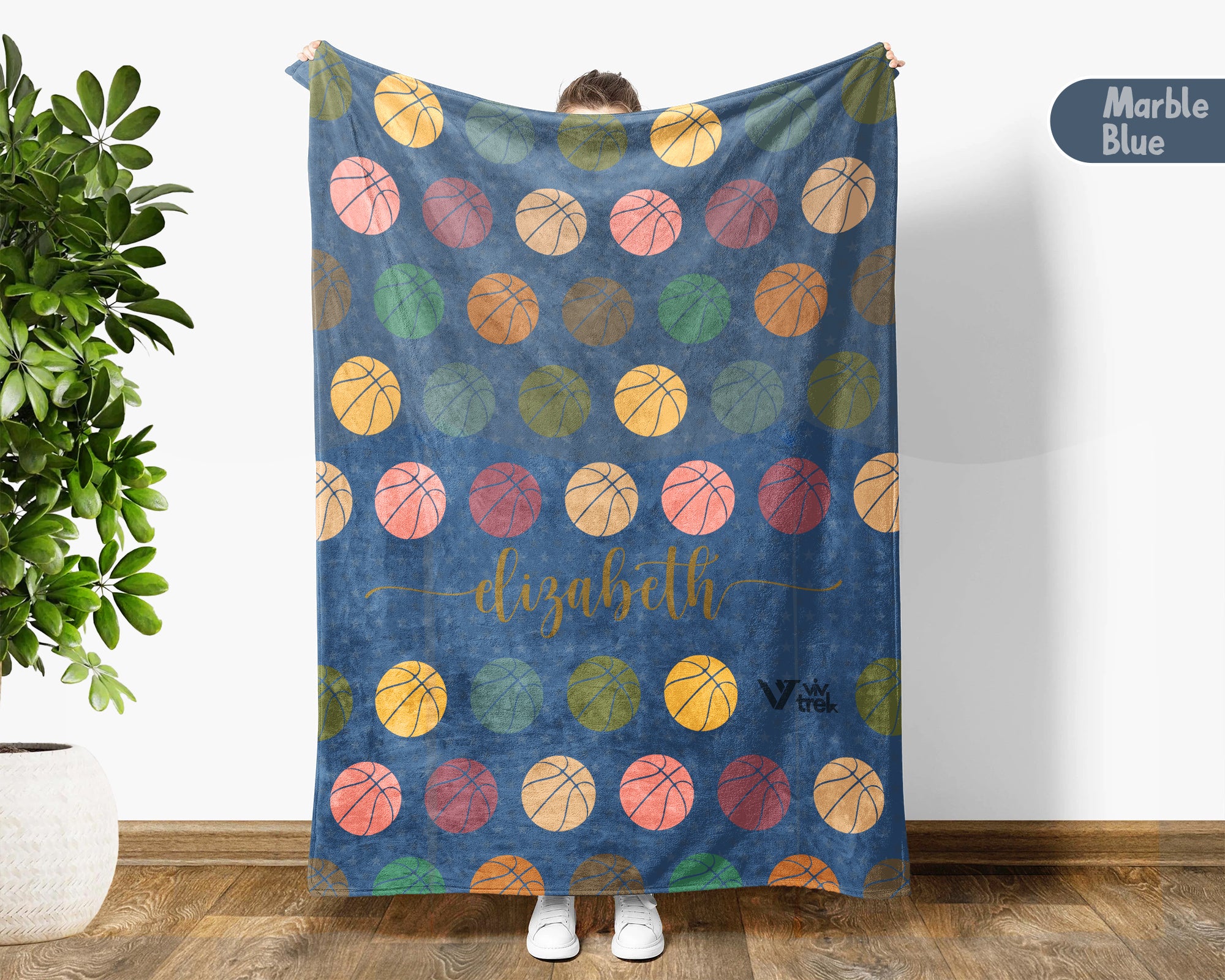 Personalized Basketball Throw – Cozy Custom Name Sports Blanket