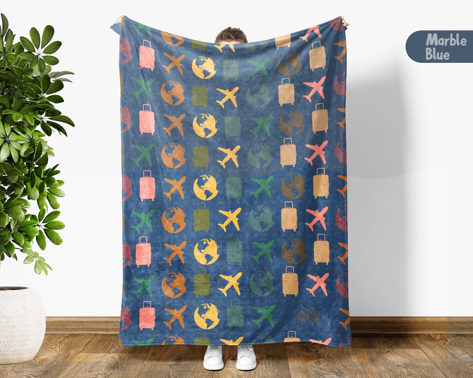 Retro Travel Lover Blanket, Vintage Wanderlust Throw for Cozy Adventure Decor and Explorer Gifts