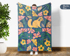 Floral Raccoon Blanket – Cozy Vintage Wildlife Throw Gift
