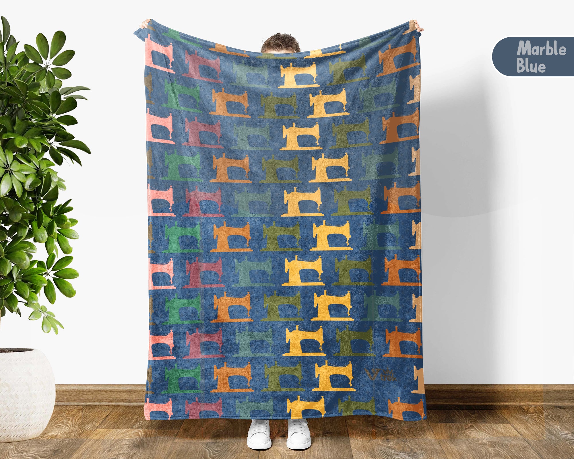 Retro Sewing Enthusiast Blanket, Vintage Crochet Stitch Throw for Cozy Quilter and Needlework Decor