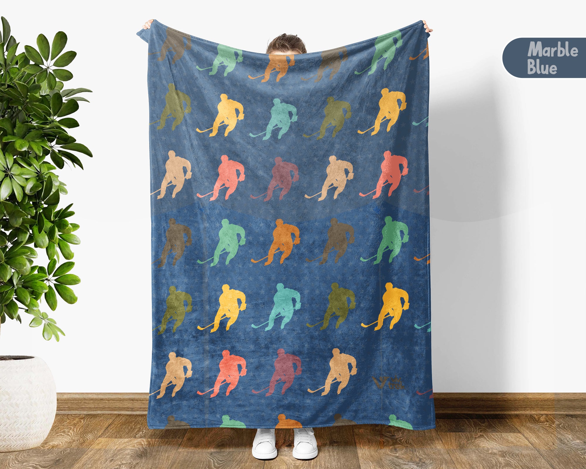 Retro Ice Hockey Player Blanket Cozy Sports Throw for Hockey Lovers Soft Graphic Decor Unique Winter Game Gift for Home