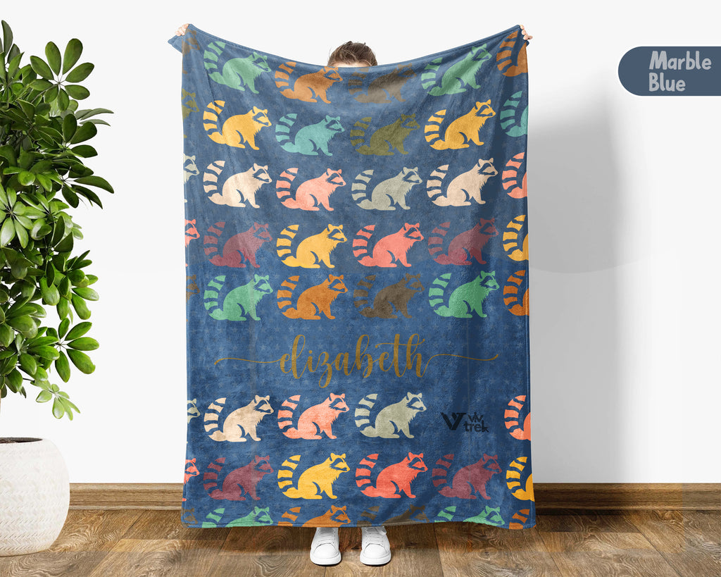 Custom Name Raccoon Lover Blanket Funny Animal Throw Cozy Personalized Gift Soft Wildlife Decor for Home