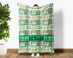 Custom Name Soccer Blanket, Personalized Name Soccer Plaid Throw for Boys and Girls, Unique Soccer Lover Gift for Athlete, Cozy Sports Blanket