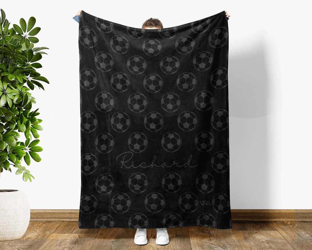 Custom Name Soccer Blanket, Retro Personalized Name Soccer Throw for Boys and Girls, Unique Soccer Lover Gift, Cozy Sports Blanket