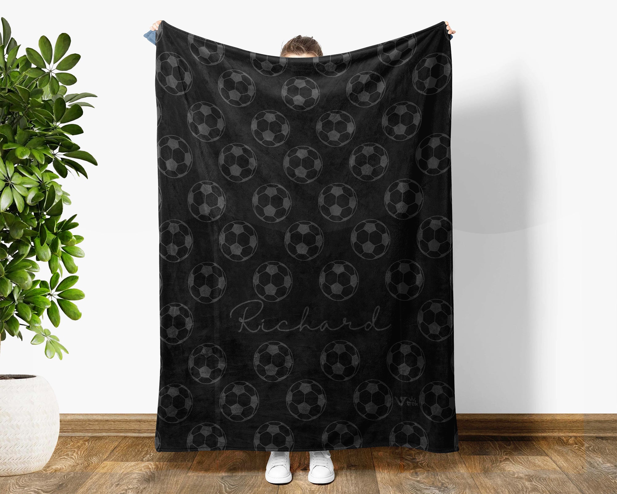 Custom Name Soccer Blanket, Retro Personalized Name Soccer Throw for Boys and Girls, Unique Soccer Lover Gift, Cozy Sports Blanket