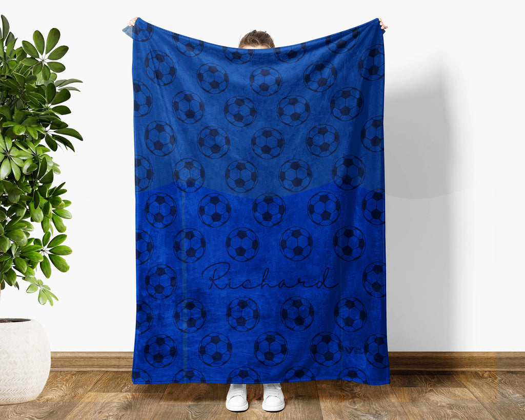 Custom Name Soccer Blanket, Retro Personalized Name Soccer Throw for Boys and Girls, Unique Soccer Lover Gift, Cozy Sports Blanket