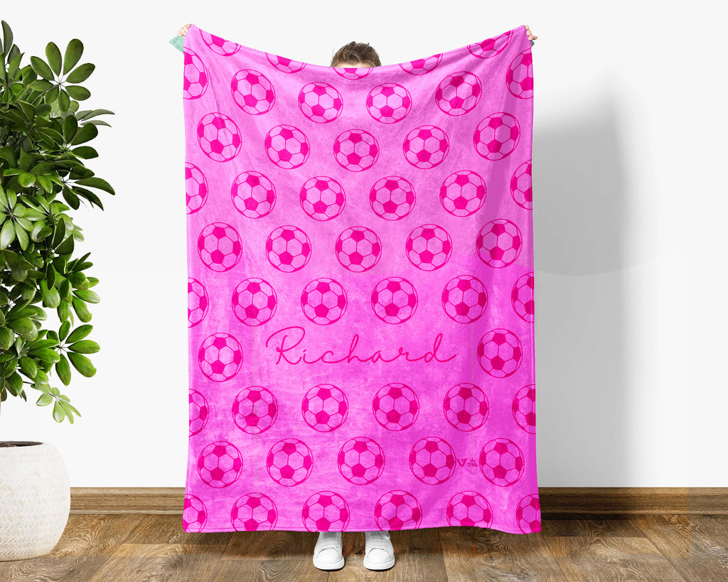 Custom Name Soccer Blanket, Retro Personalized Name Soccer Throw for Boys and Girls, Unique Soccer Lover Gift, Cozy Sports Blanket