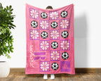 Custom Name Soccer Blanket, Personalized Name Soccer Pixel Art Throw for Boys and Girls, Unique Soccer Lover Gift, Sports 8-bit Flower Blanket