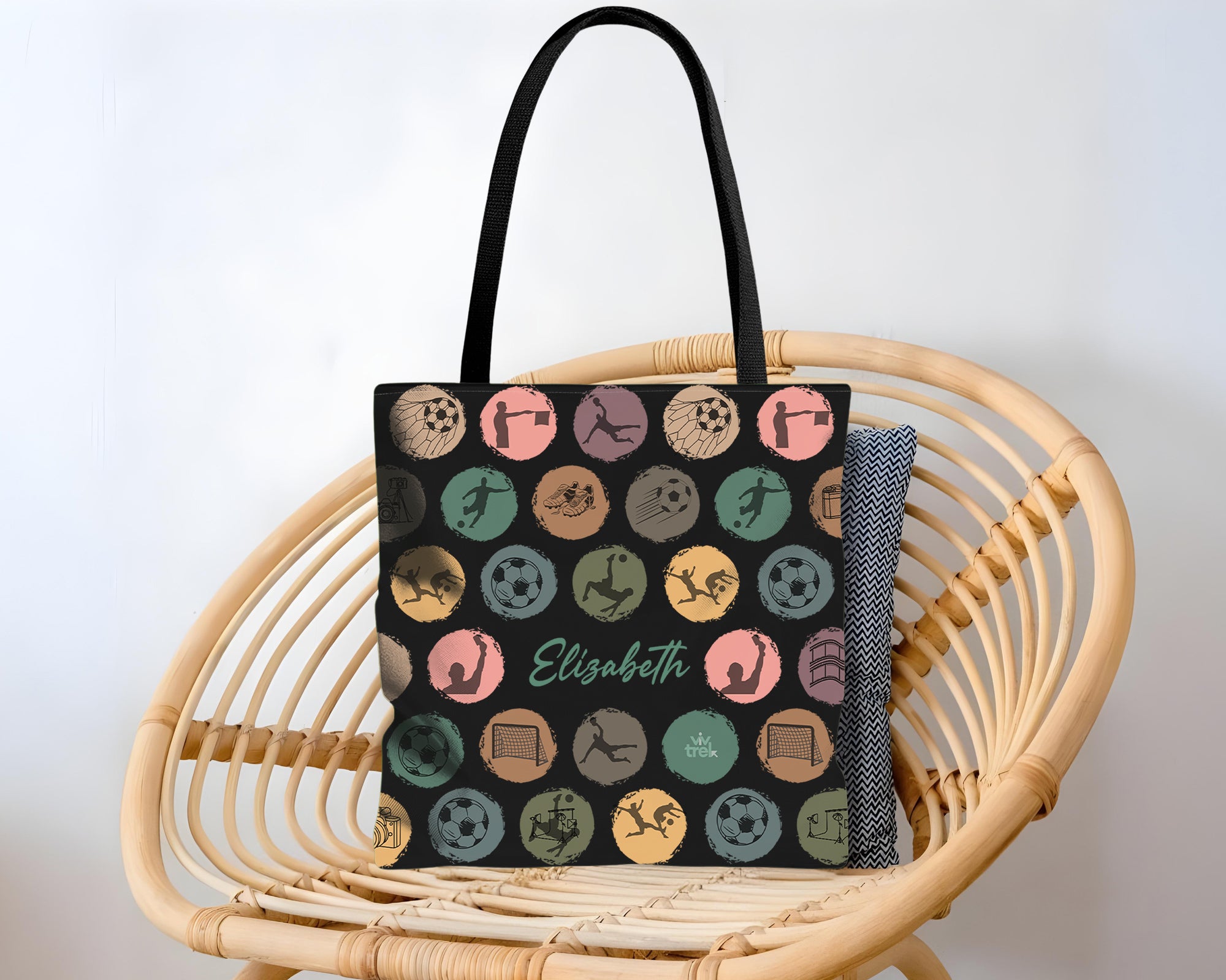 Custom Soccer Tote Bag, Retro Personalized Name Football Canvas Tote, Unique Soccer Lover Gift, Sports Carry Bag, Player Gift Tote