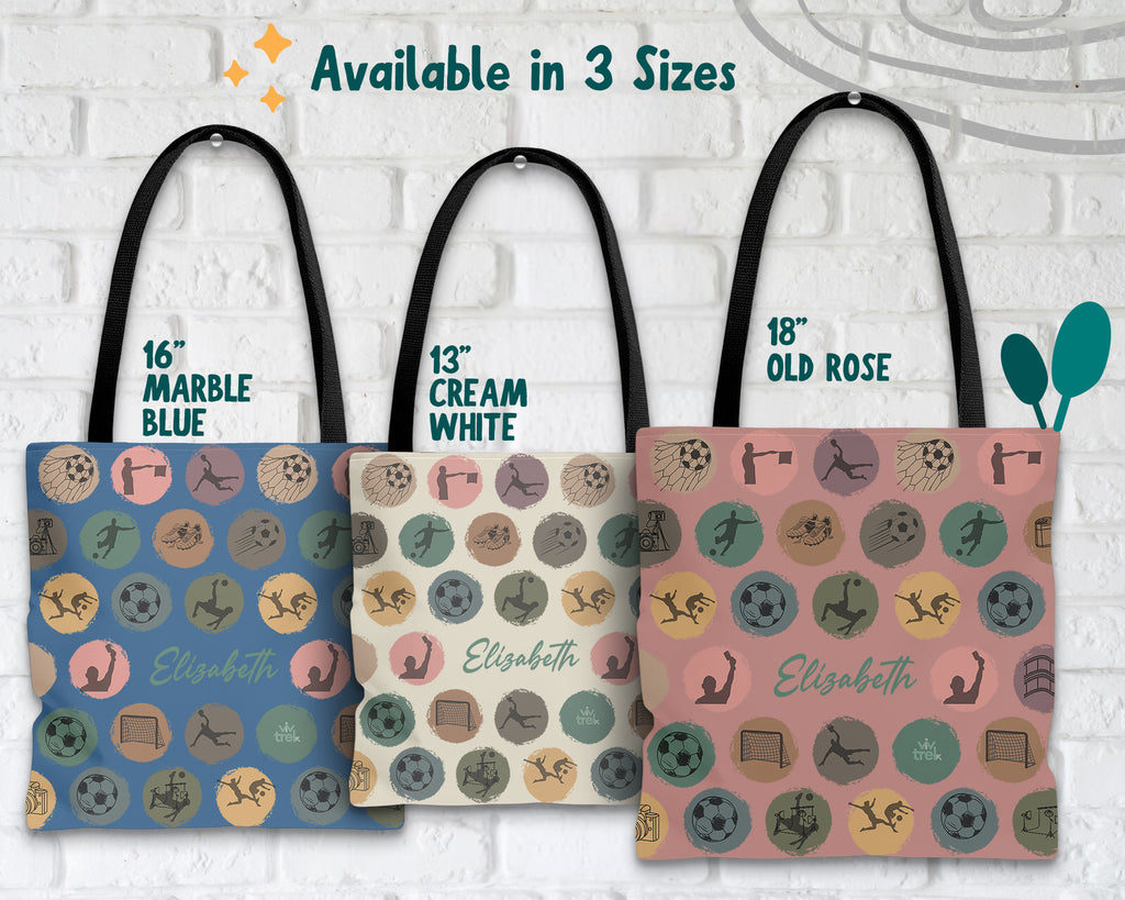 Custom Soccer Tote Bag, Retro Personalized Name Football Canvas Tote, Unique Soccer Lover Gift, Sports Carry Bag, Player Gift Tote