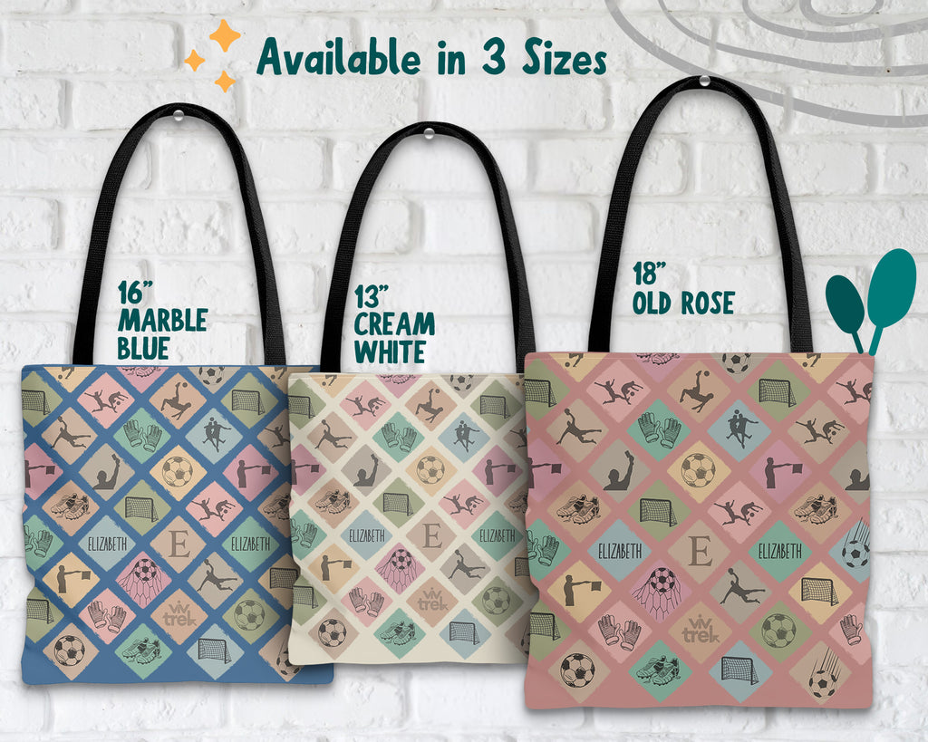 Custom Soccer Tote Bag, Vintage Personalized Name Football Canvas Tote, Unique Soccer Lover Gift, Cozy Sports Carry Bag, Player Gift Tote