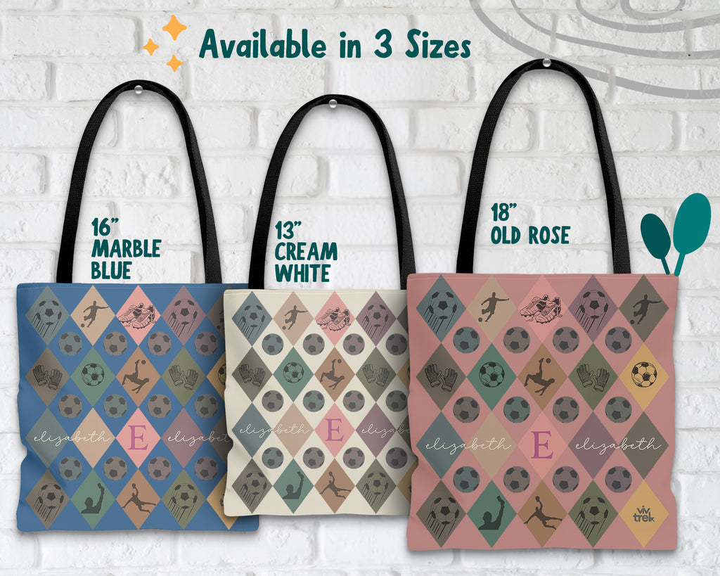 Retro Custom Soccer Tote Bag, Personalized Name Football Canvas Tote, Unique Soccer Lover Gift, Vintage Sports Carry Bag, Player Gift Tote