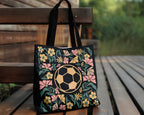 Soccer Floral Tote Bag Gift, Cute Football Lover Canvas Bag, Aesthetic Sports Tote, Soccer Player Gift, Everyday Carry Bag