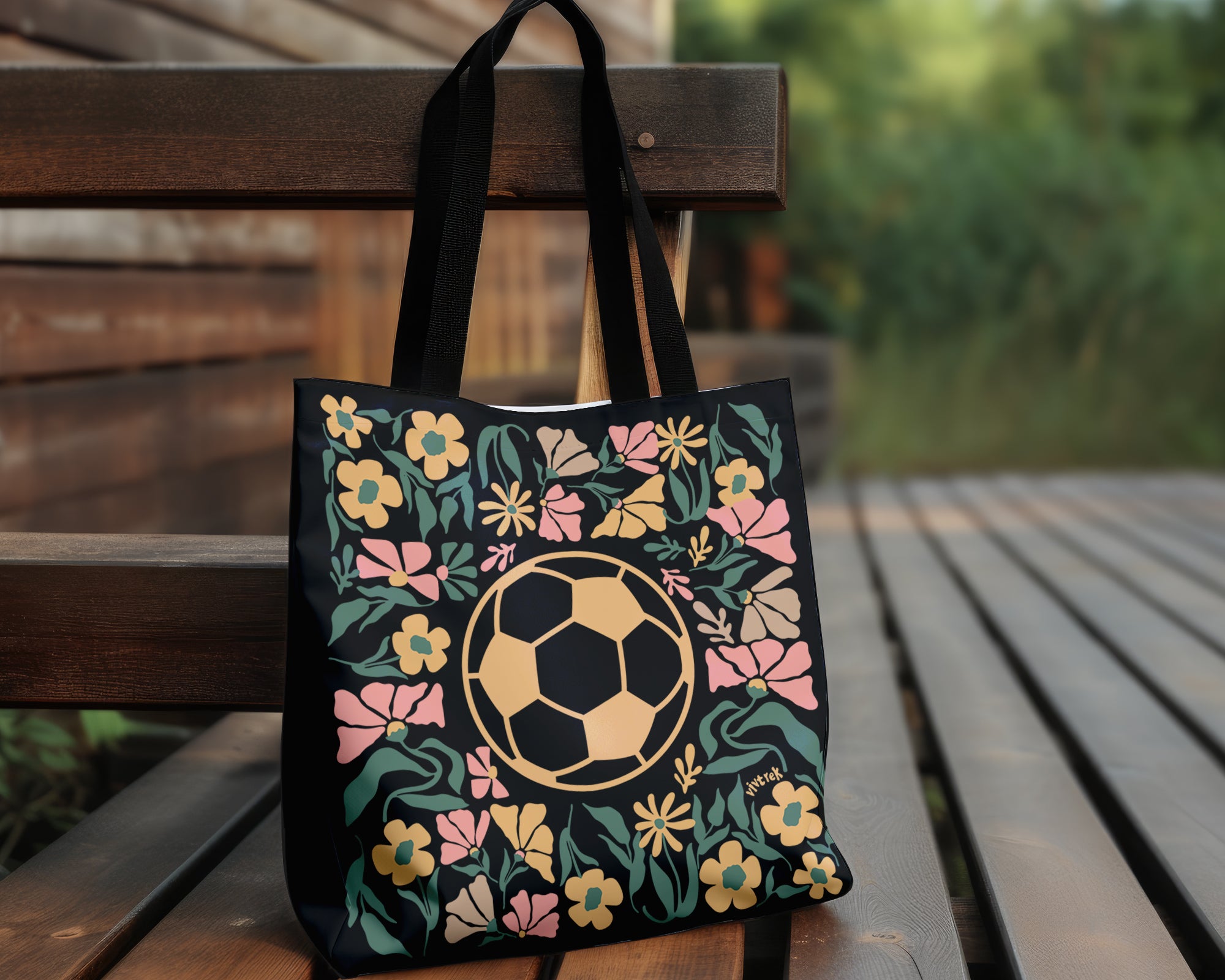 Soccer Floral Tote Bag Gift, Cute Football Lover Canvas Bag, Aesthetic Sports Tote, Soccer Player Gift, Everyday Carry Bag