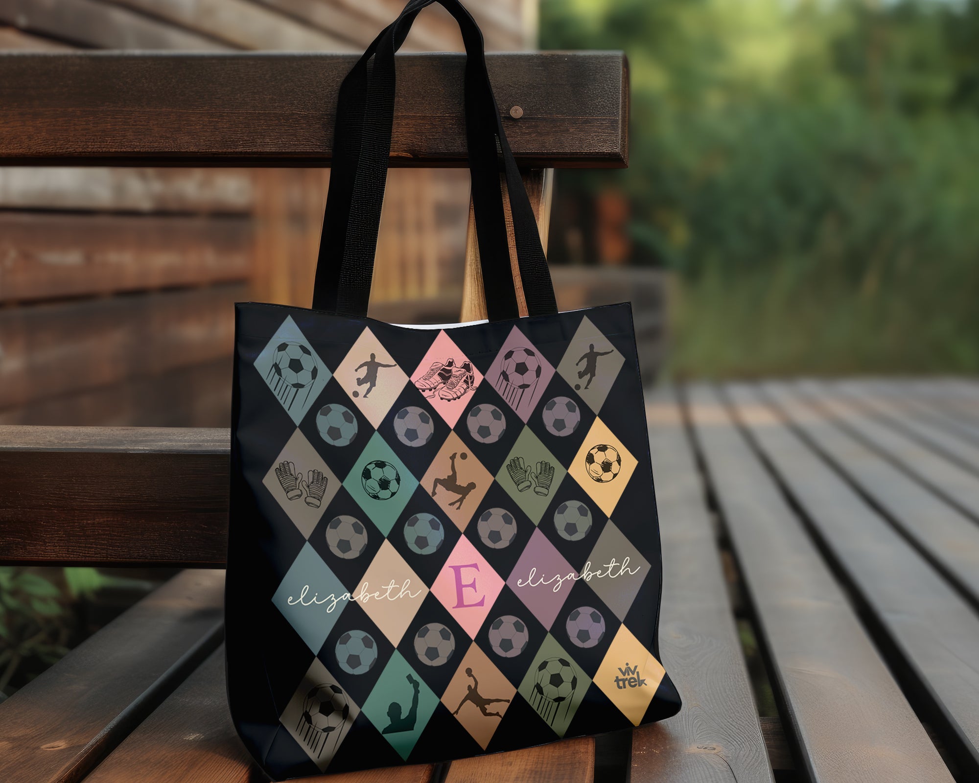 Retro Custom Soccer Tote Bag, Personalized Name Football Canvas Tote, Unique Soccer Lover Gift, Vintage Sports Carry Bag, Player Gift Tote