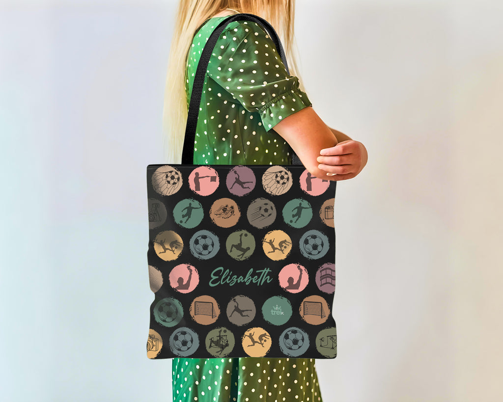 Custom Soccer Tote Bag, Retro Personalized Name Football Canvas Tote, Unique Soccer Lover Gift, Sports Carry Bag, Player Gift Tote