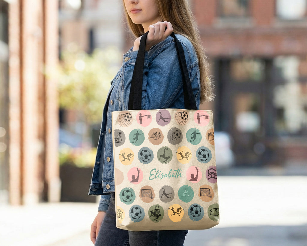 Custom Soccer Tote Bag, Retro Personalized Name Football Canvas Tote, Unique Soccer Lover Gift, Sports Carry Bag, Player Gift Tote
