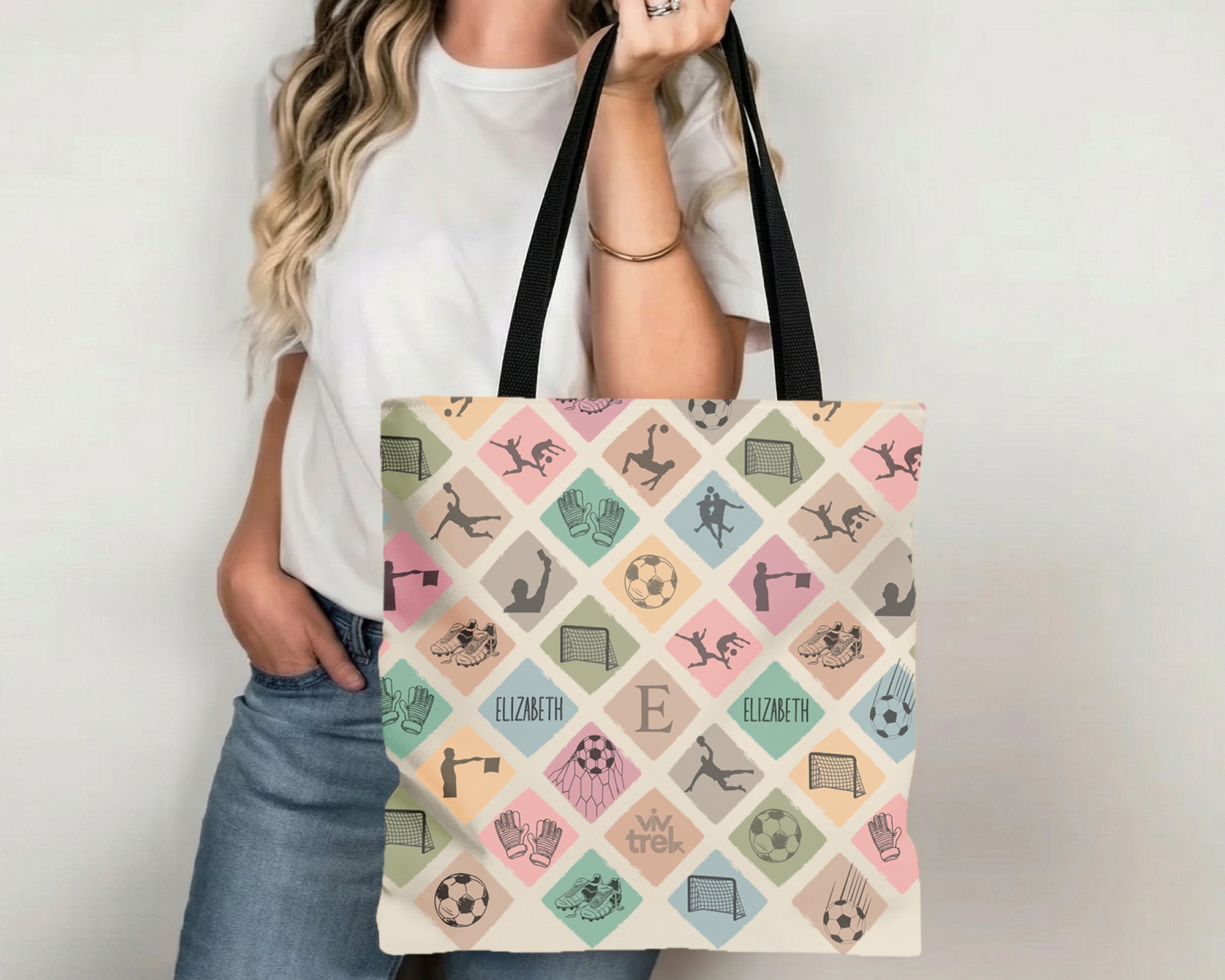 Custom Soccer Tote Bag, Vintage Personalized Name Football Canvas Tote, Unique Soccer Lover Gift, Cozy Sports Carry Bag, Player Gift Tote