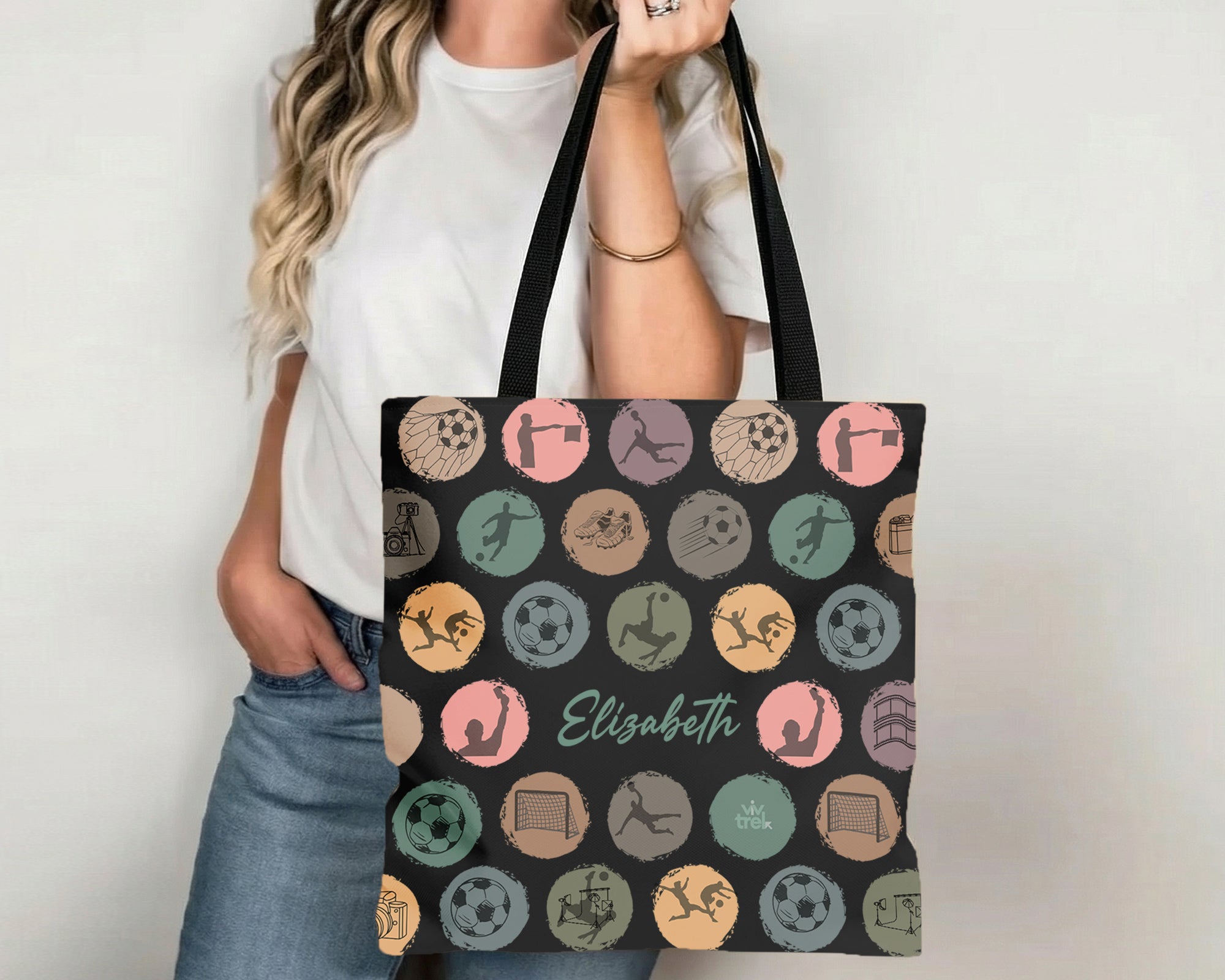 Custom Soccer Tote Bag, Retro Personalized Name Football Canvas Tote, Unique Soccer Lover Gift, Sports Carry Bag, Player Gift Tote