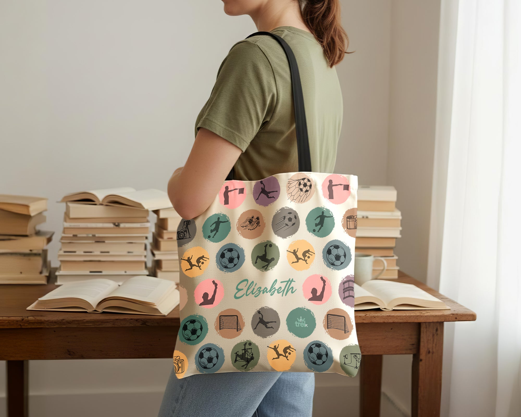 Custom Soccer Tote Bag, Retro Personalized Name Football Canvas Tote, Unique Soccer Lover Gift, Sports Carry Bag, Player Gift Tote