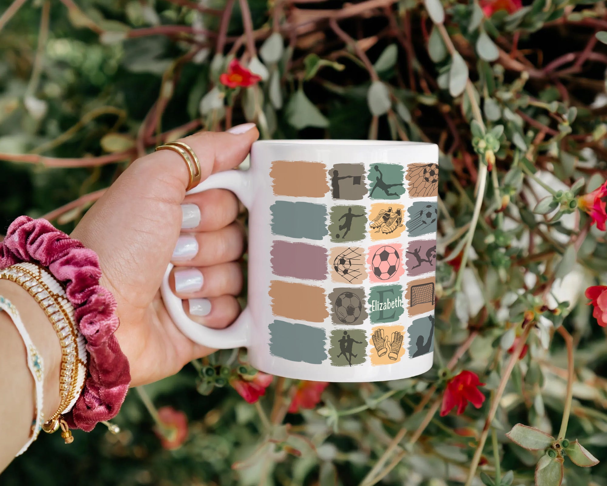 Retro Custom Soccer Mug, Personalized Name Football Coffee Cup, Unique Soccer Lover Gift, Cozy Sports Fan Drinkware, Player Gift Mug