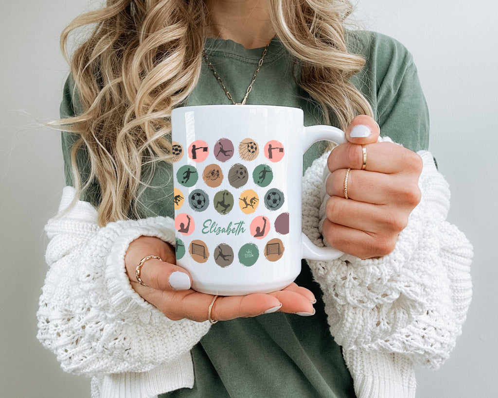 Custom Soccer Mug, Retro Personalized Name Football Coffee Cup, Unique Soccer Lover Gift, Sports Fan Drinkware, Player Gift Mug