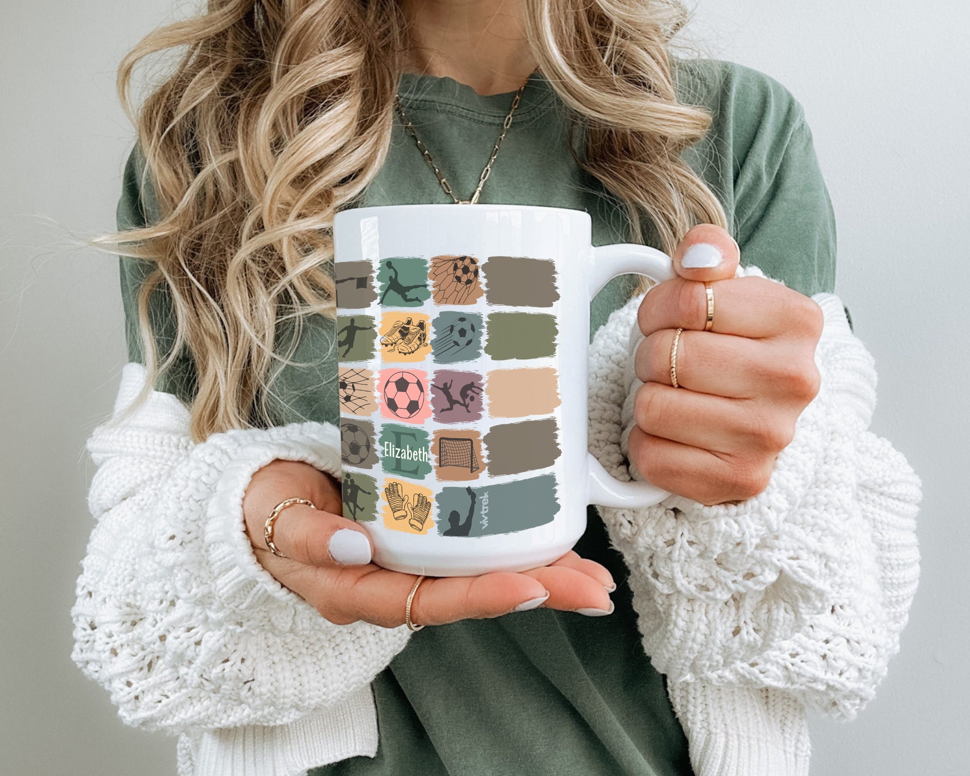Retro Custom Soccer Mug, Personalized Name Football Coffee Cup, Unique Soccer Lover Gift, Cozy Sports Fan Drinkware, Player Gift Mug