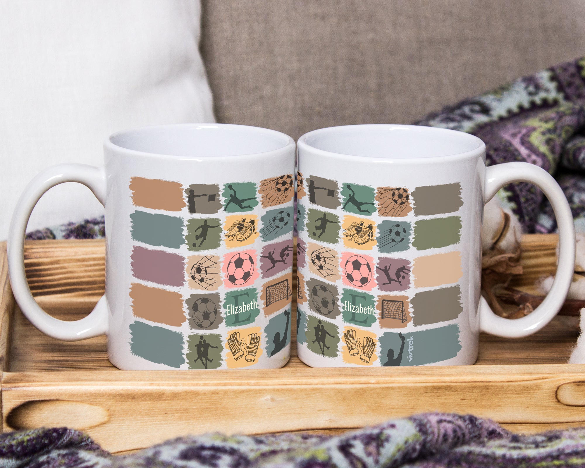 Retro Custom Soccer Mug, Personalized Name Football Coffee Cup, Unique Soccer Lover Gift, Cozy Sports Fan Drinkware, Player Gift Mug