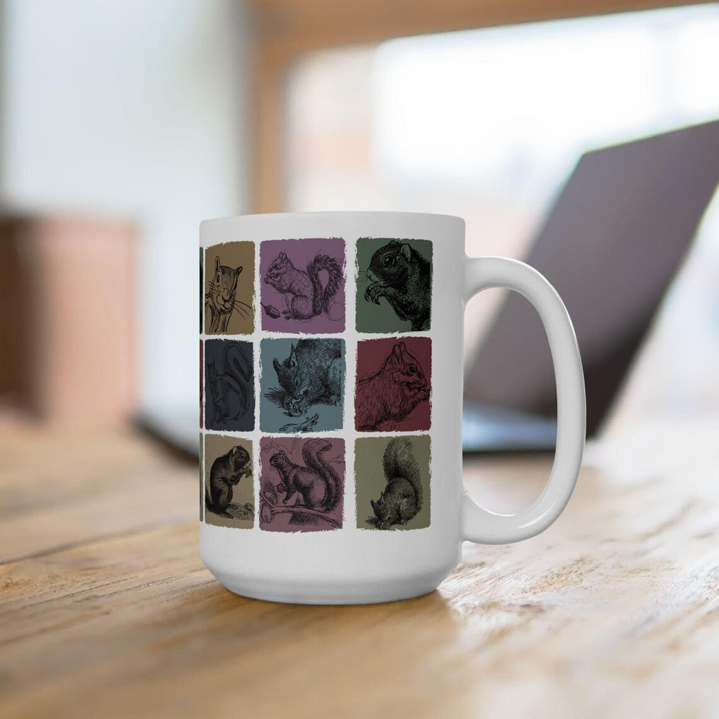 Vintage Squirrel Mug, Funny Squirrel Lover Gift, Distressed Retro Nature Coffee Mug, Easily Distracted By Squirrel Mug for Any Occasion