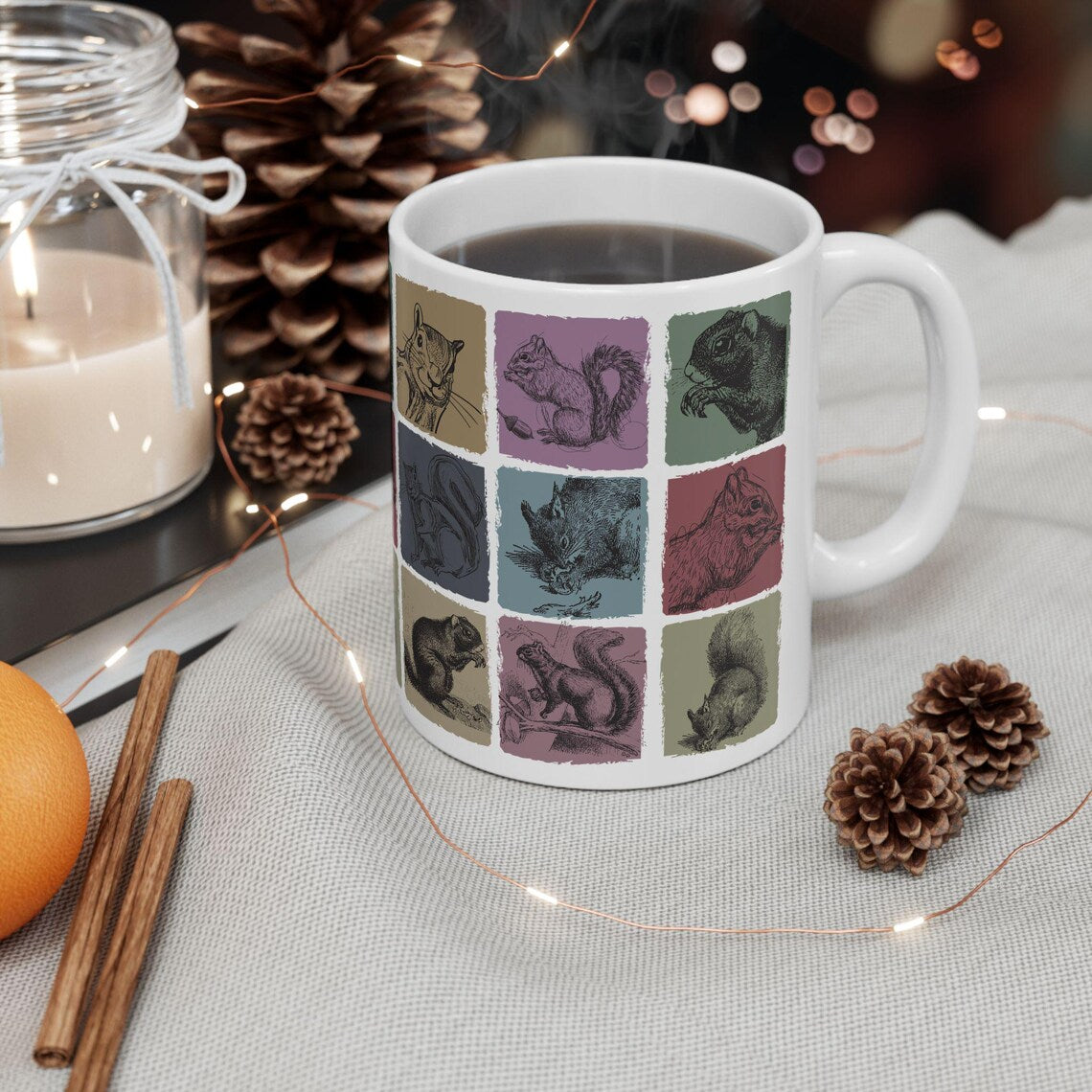 Vintage Squirrel Mug, Funny Squirrel Lover Gift, Distressed Retro Nature Coffee Mug, Easily Distracted By Squirrel Mug for Any Occasion