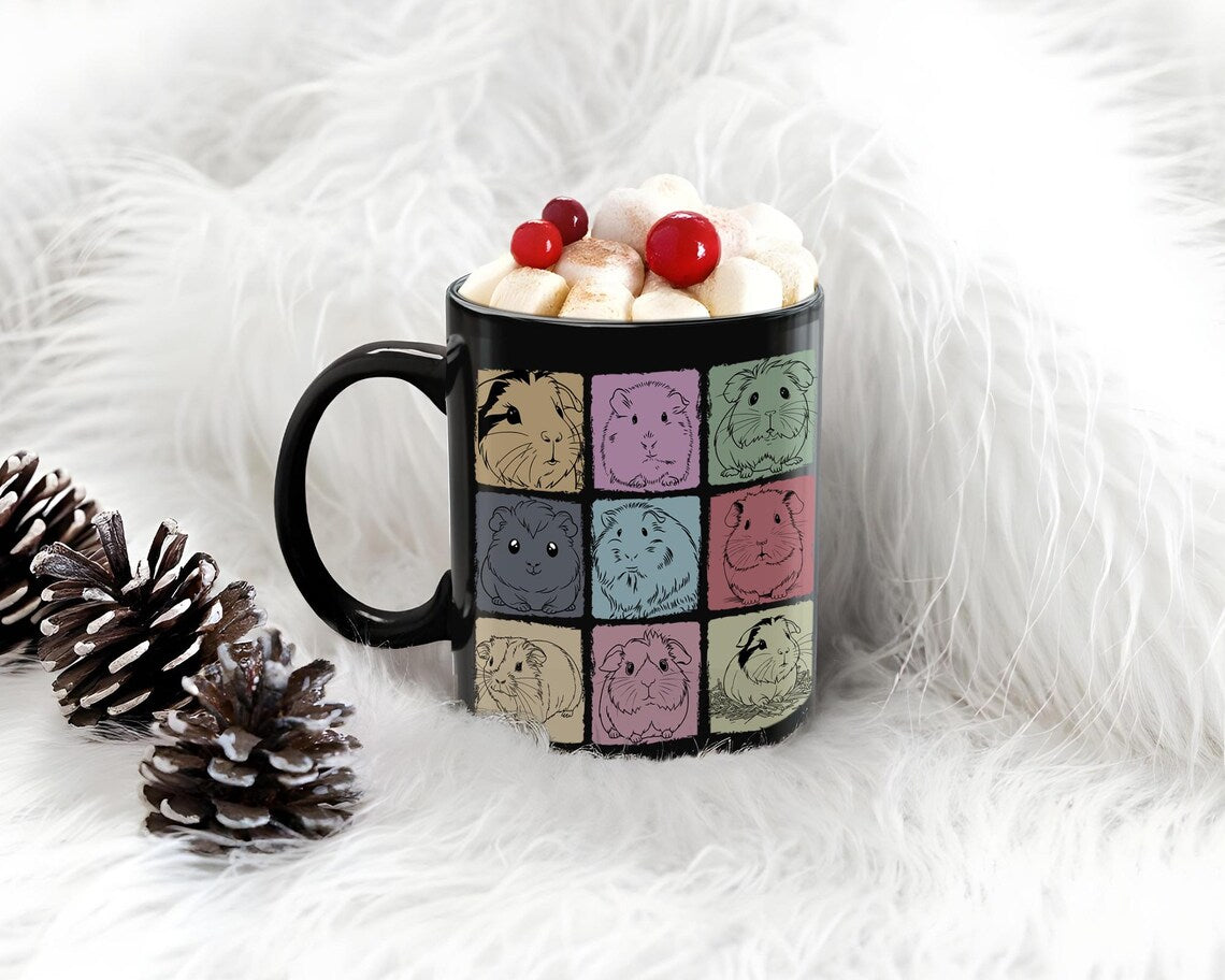 Vintage Guinea Pig Mug – Retro Black Pet Lover Coffee Cup Under $25, Cute Gift for Guinea Pig Owners ☕🐹