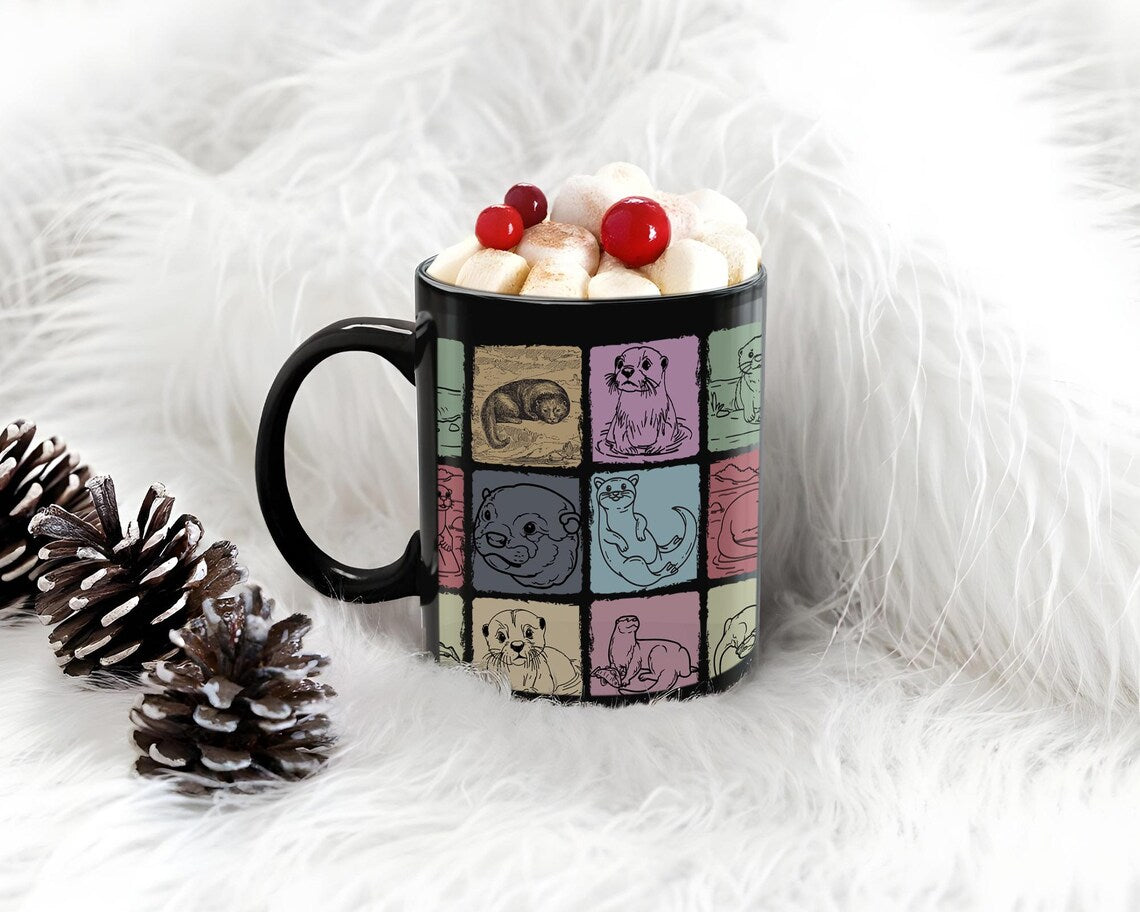 Vintage Retro Otter Mug | Distressed Cute Animal Lover Coffee Cup | Unique Otter Owner Gift