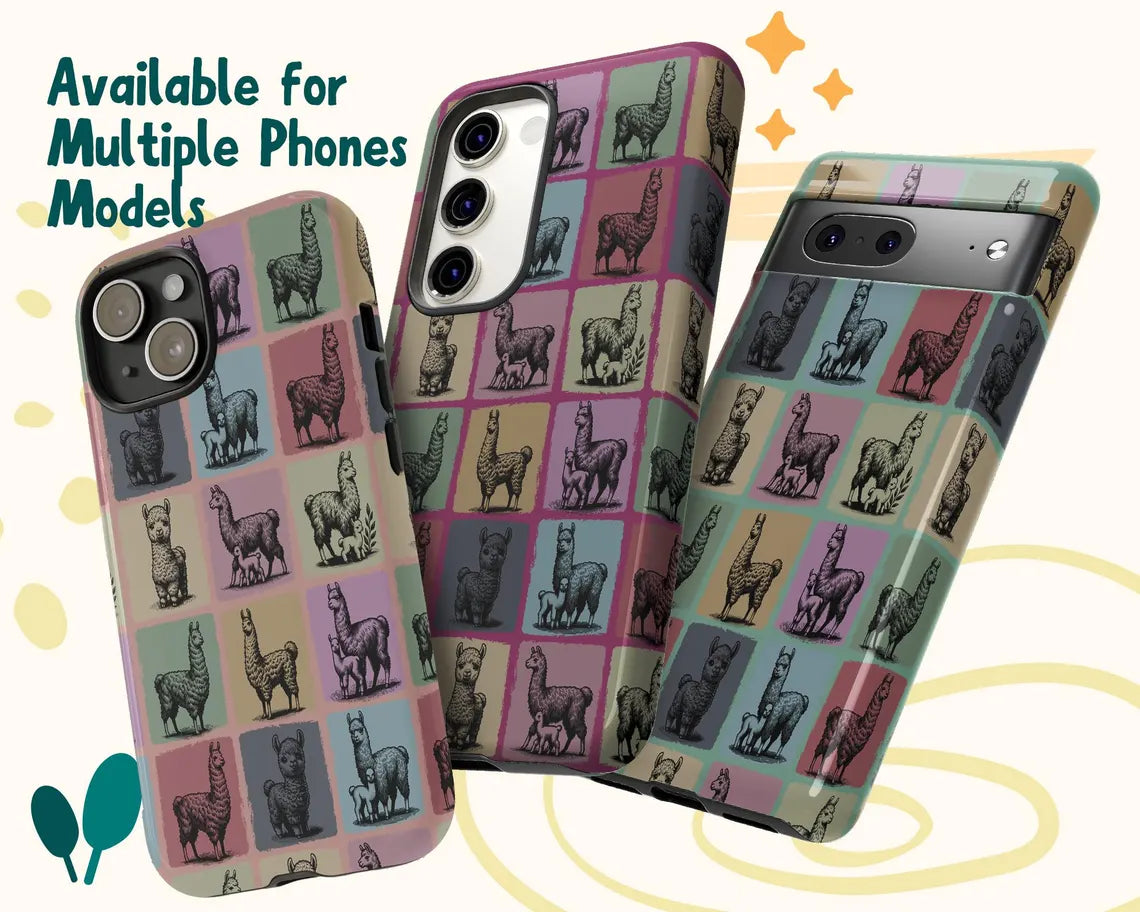 Llama Phone Case | Vintage Alpaca Gift for iPhone 16, Galaxy S24, Pixel 8
