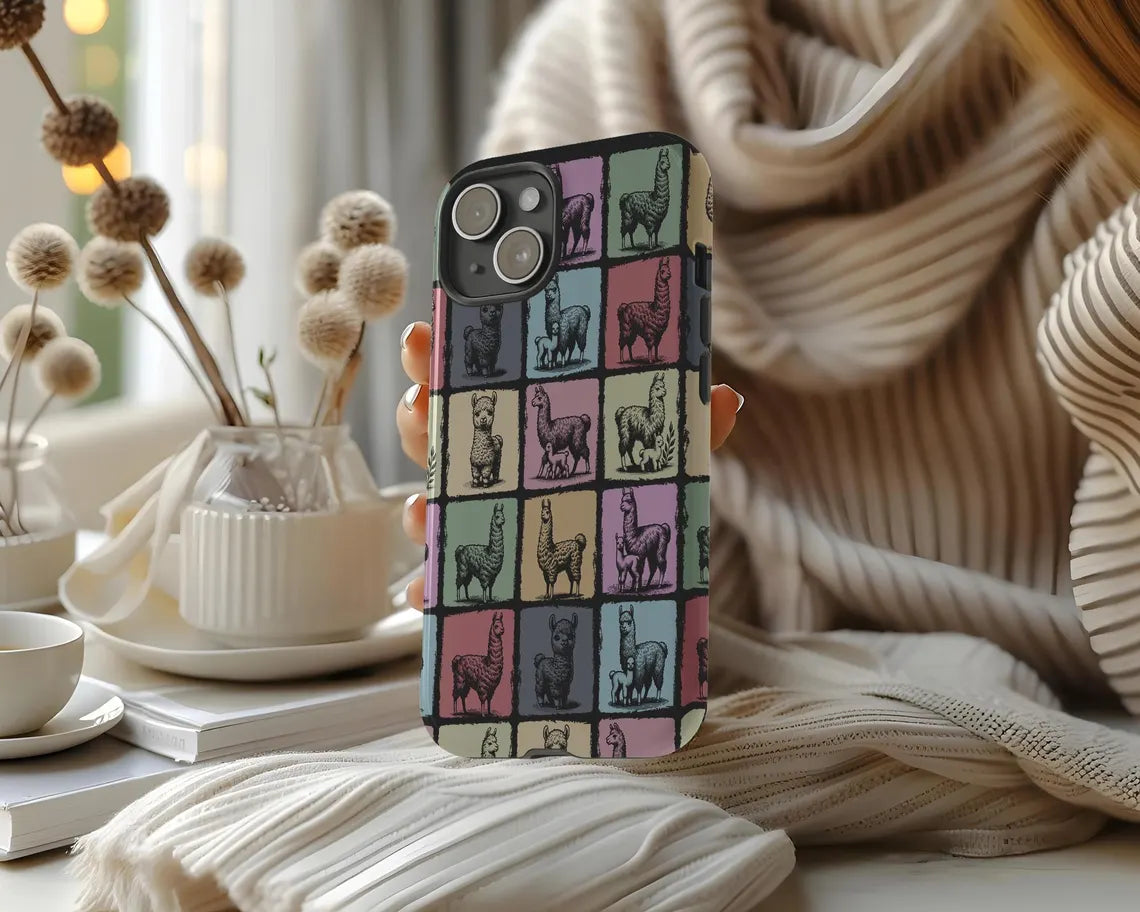 Llama Phone Case | Vintage Alpaca Gift for iPhone 16, Galaxy S24, Pixel 8