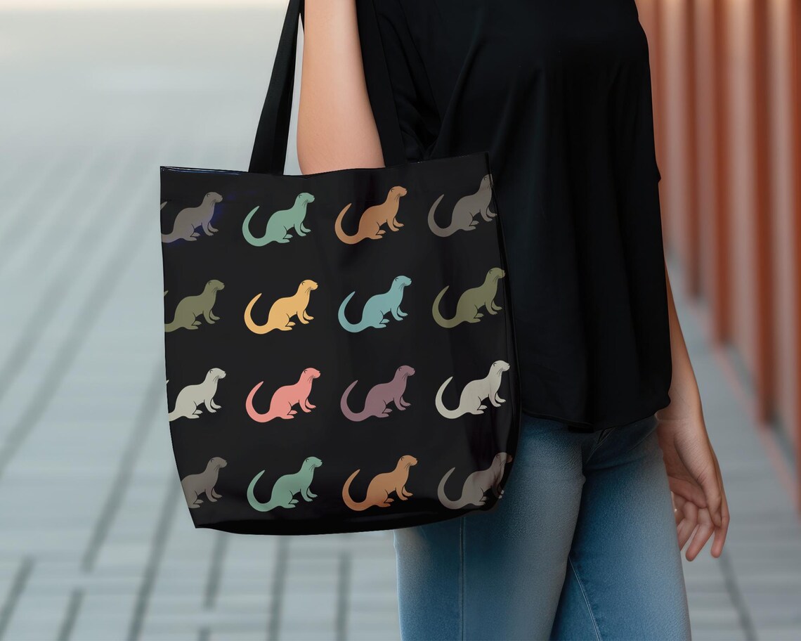 Retro Otter Tote Bag – Cute Otter Lover Gift Under $25, Perfect for Her, Him, School, Grocery & Holidays 🦦