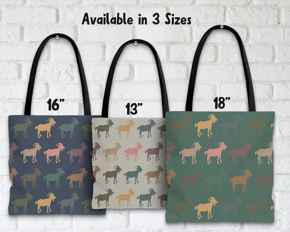 Retro Goat Tote Bag | Vintage Style Goat Lover Gift | Reusable Animal Shoulder Bag | Cute Goat Themed Everyday Tote