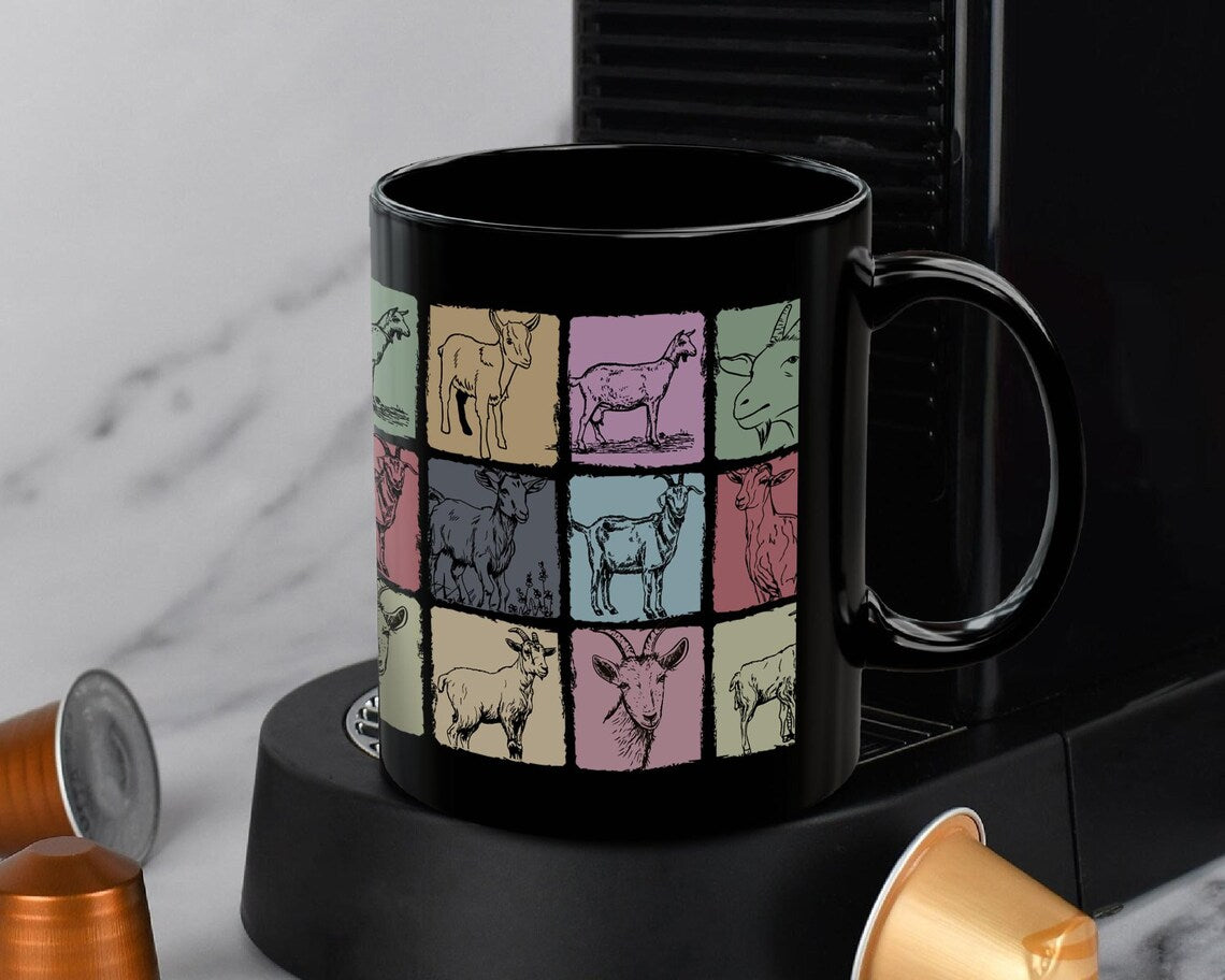Vintage Goat Mug | Retro Goat Lover Coffee Cup | Farm Animal Gift for Animal Enthusiasts | Cute Goat Cup